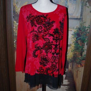 3/$30 - Pretty Red & Black Top - XL